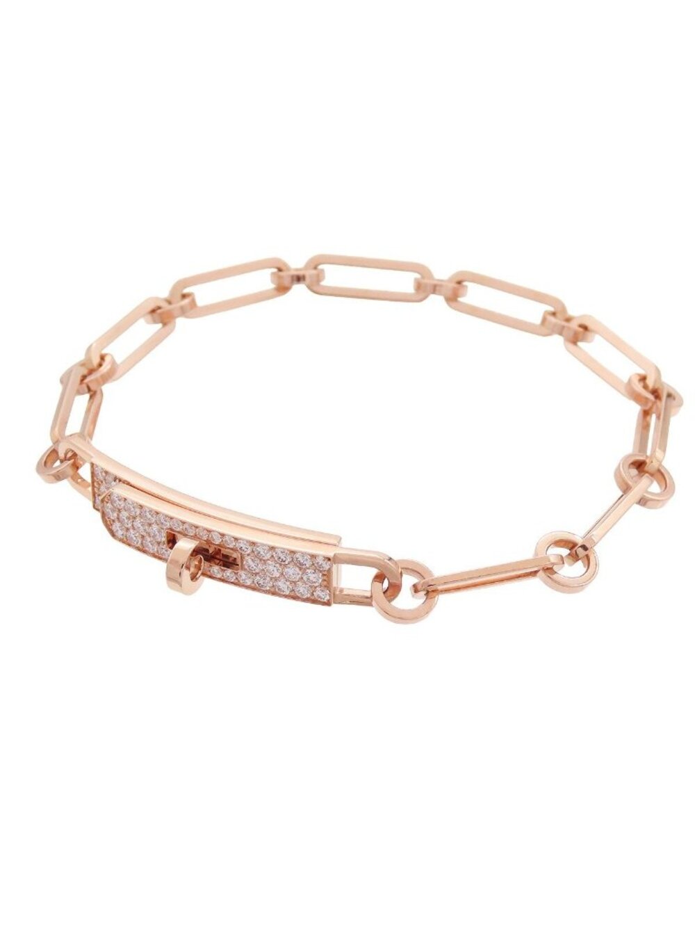 Hermes Kelly Chaine Pink Gold 18k Diamond ST Bracelet - Picture 2 of 9